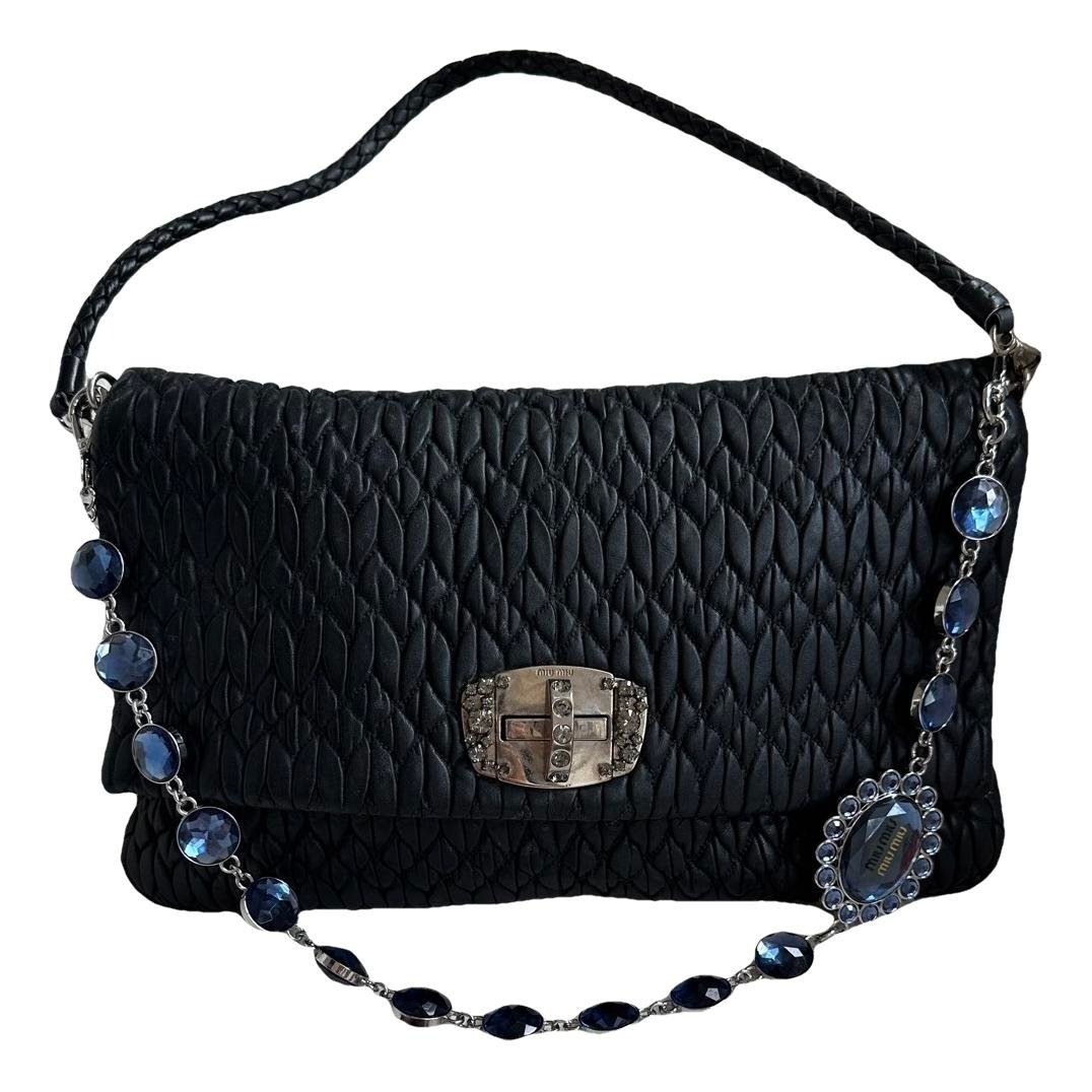 Miu Crystal leather handbag