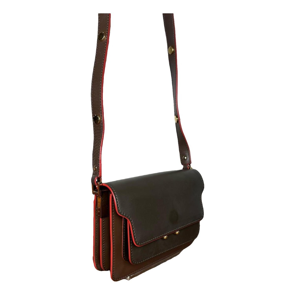 Trunk leather crossbody bag