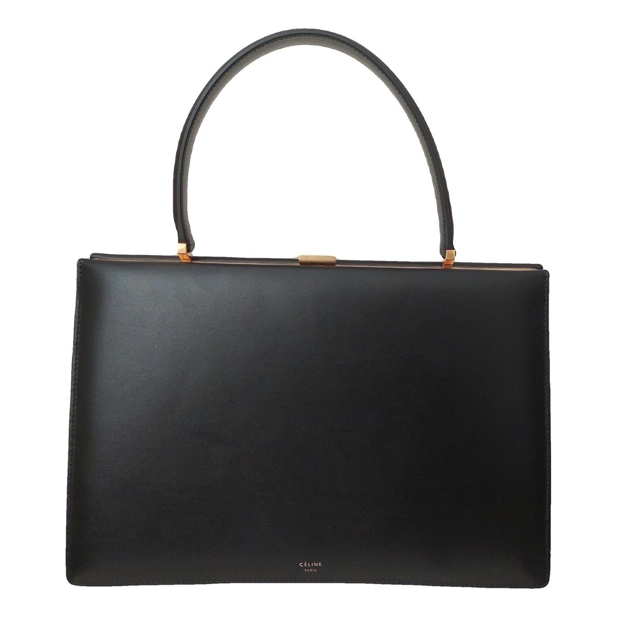 Clasp leather handbag
