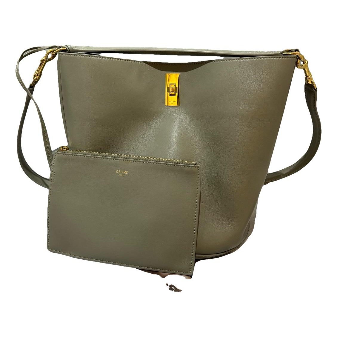 Clasp Bucket leather handbag