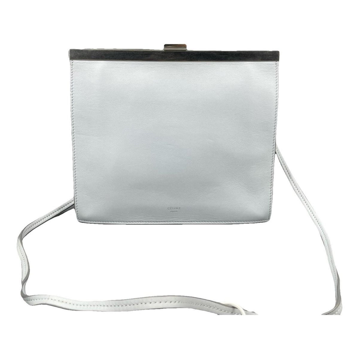 Clasp leather handbag