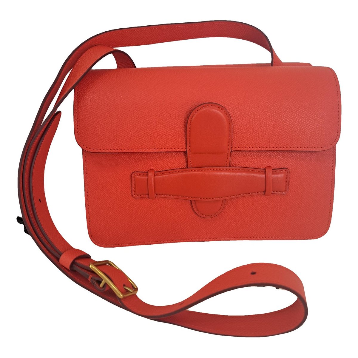 Symmetrical leather handbag
