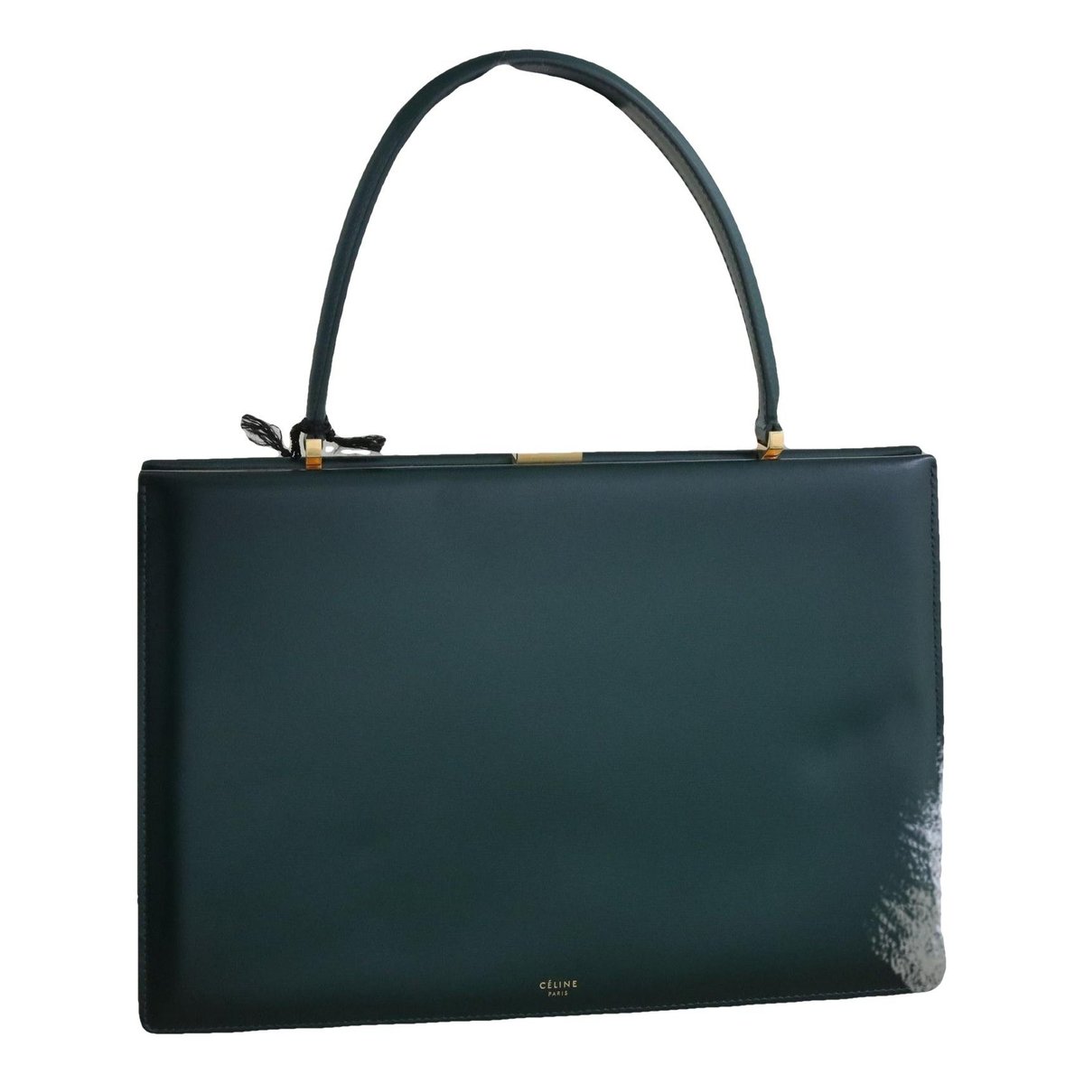 Clasp leather handbag