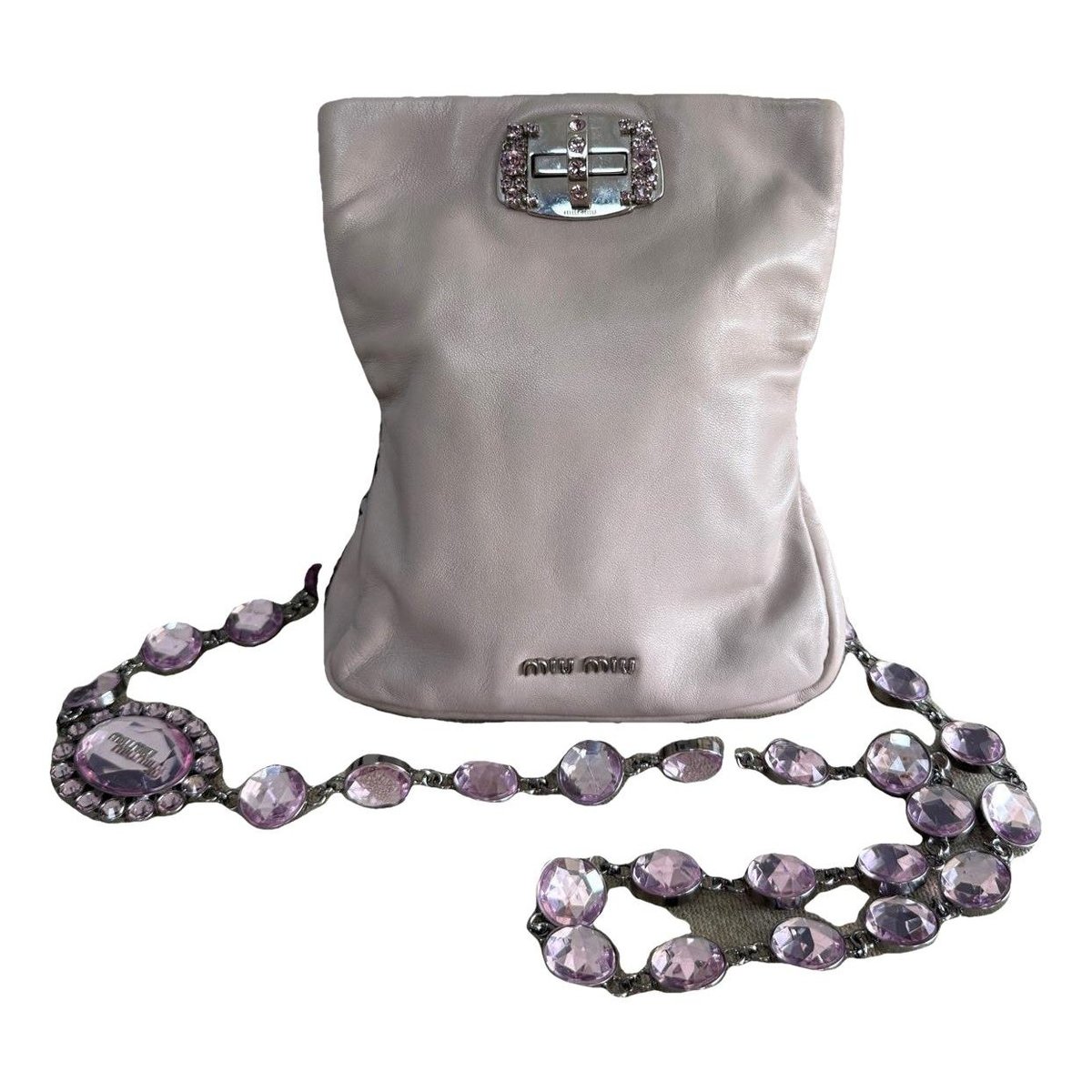Miu Crystal leather handbag
