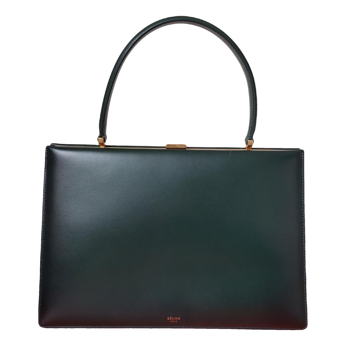 Clasp leather handbag