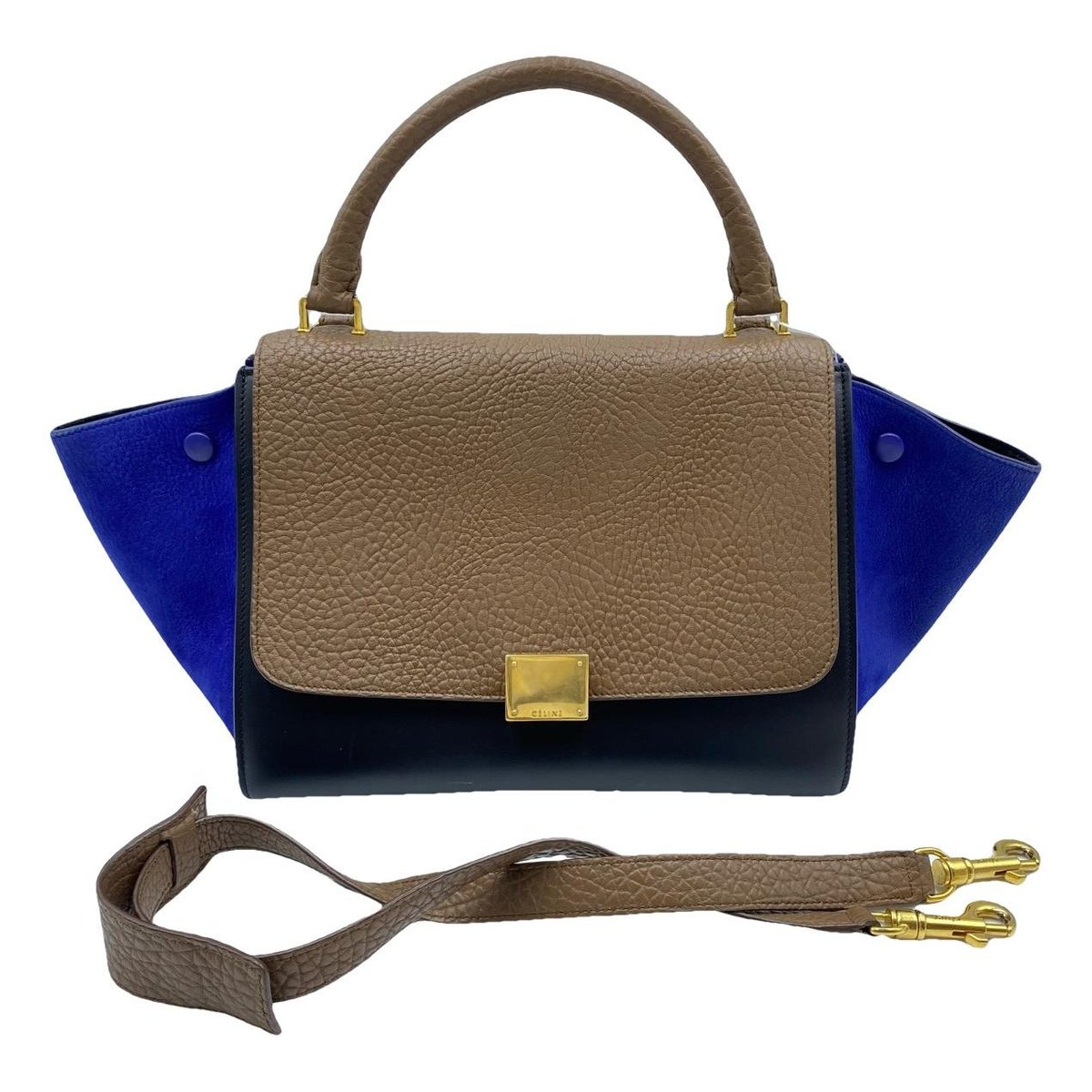 Trapèze leather handbag