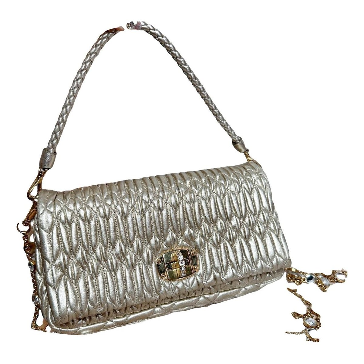 Miu Crystal leather handbag