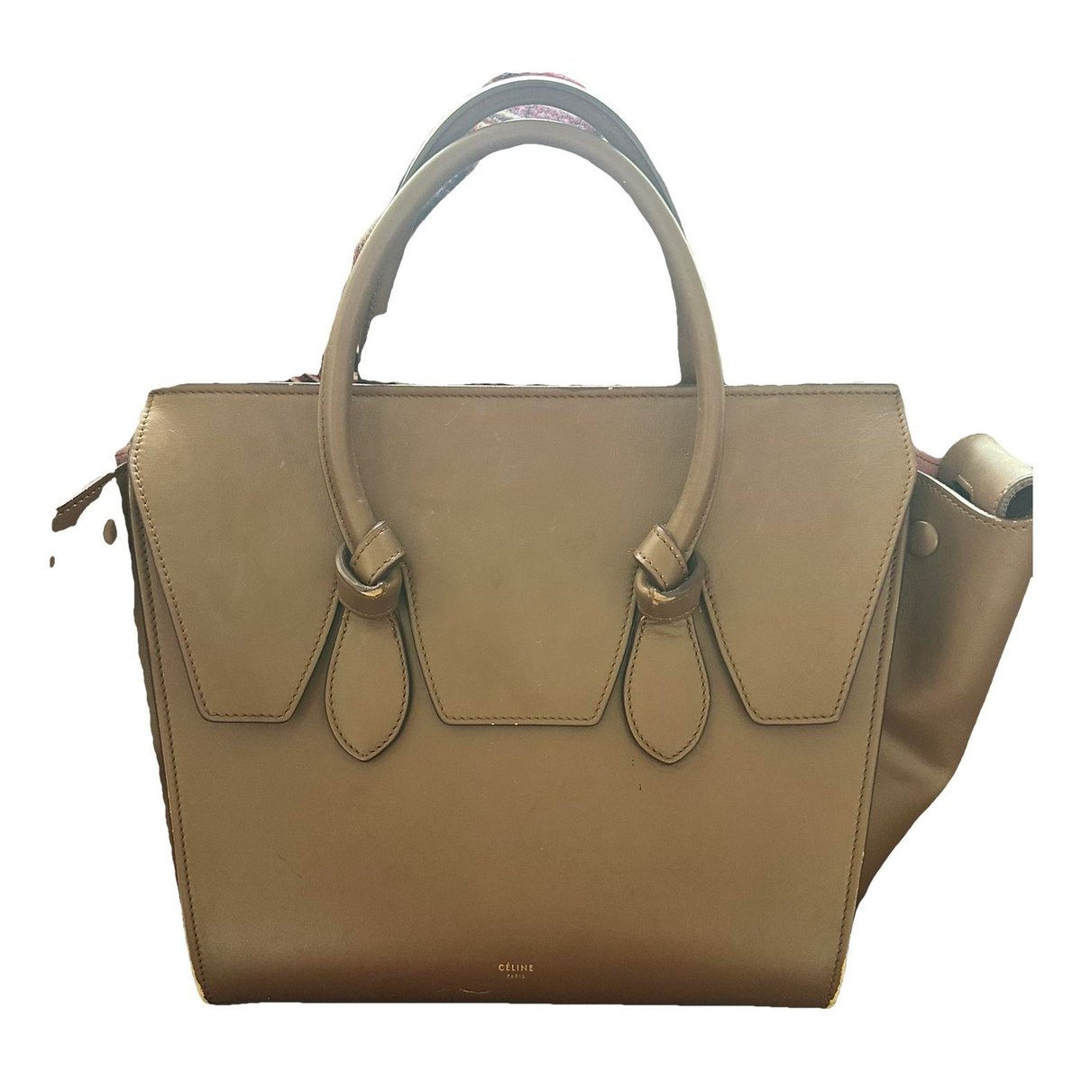 Tie leather handbag