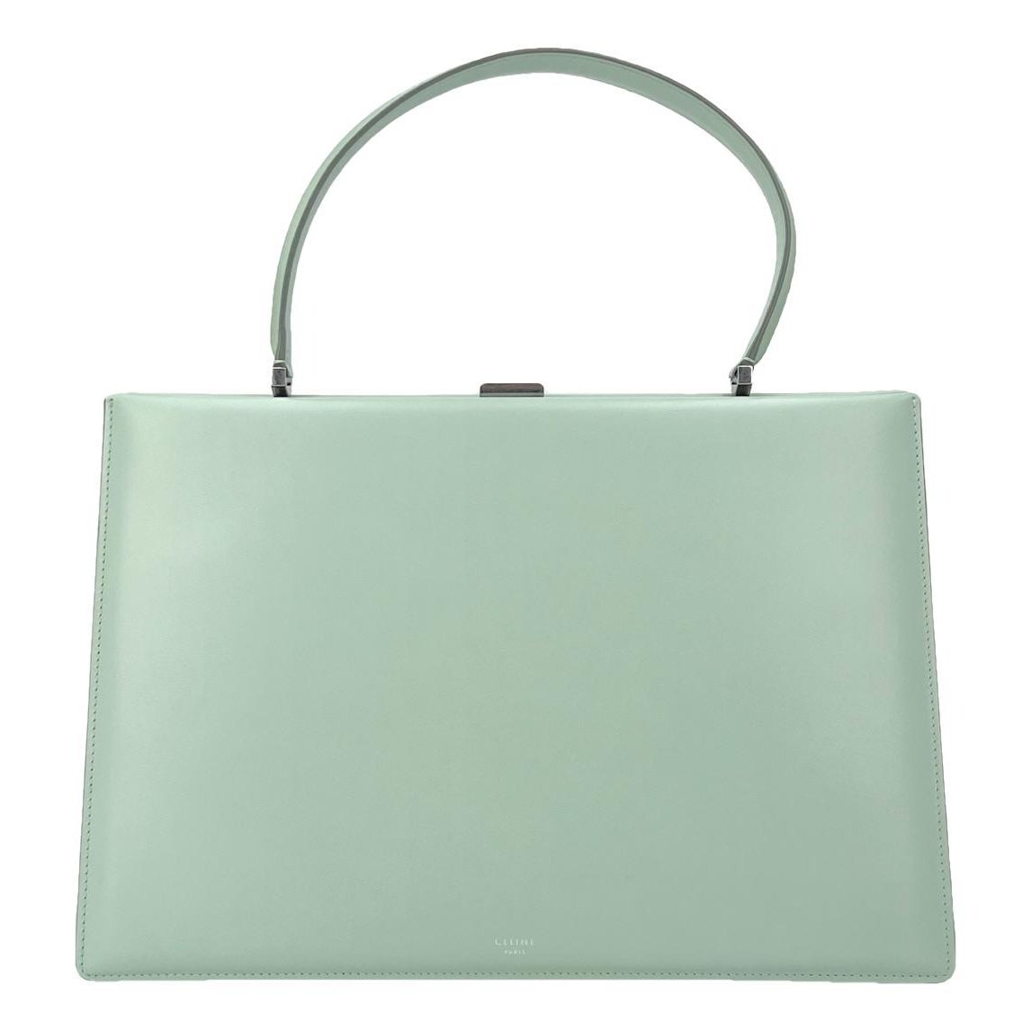 Clasp leather handbag