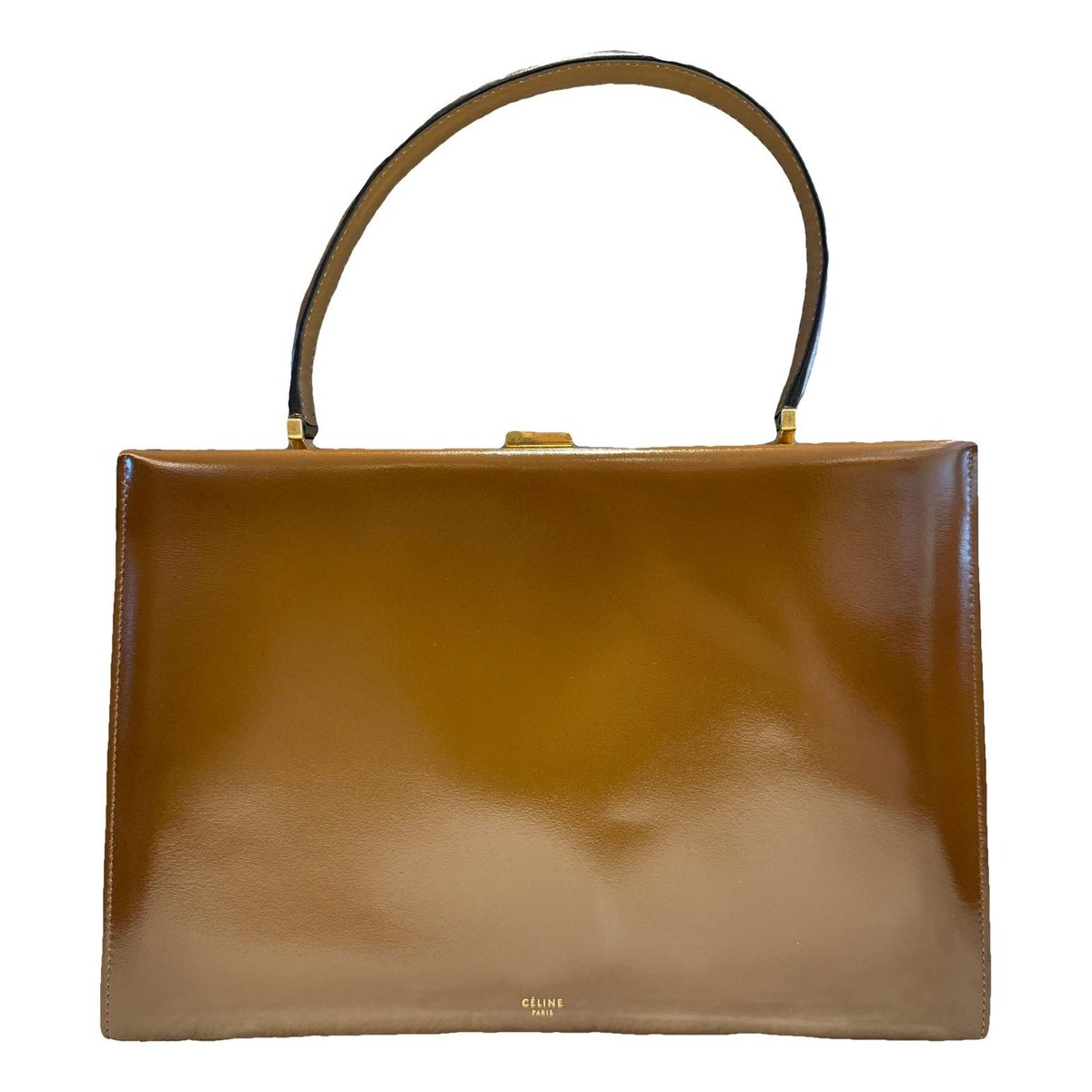 Clasp leather handbag