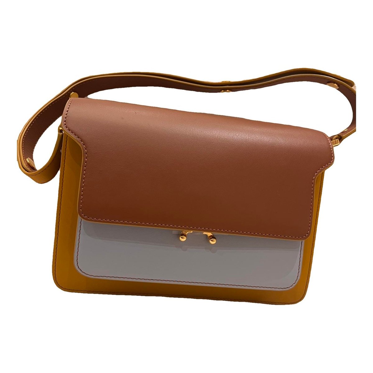 Trunk leather crossbody bag