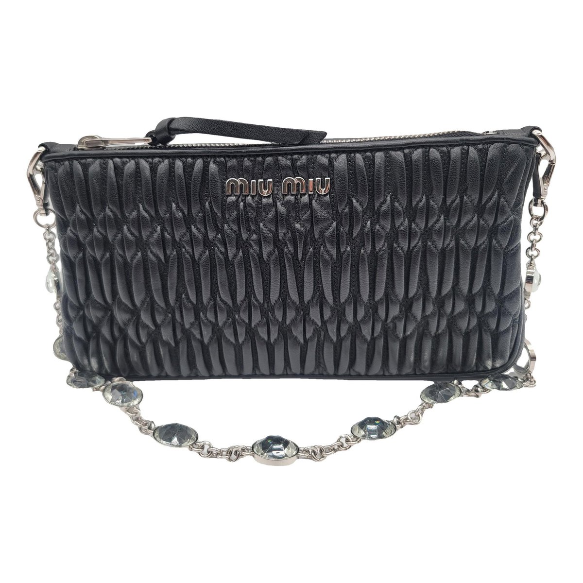 Miu Crystal leather crossbody bag