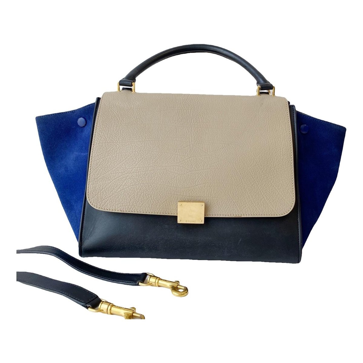 Trapèze leather handbag