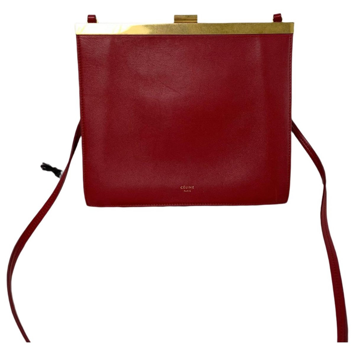 Clasp leather handbag