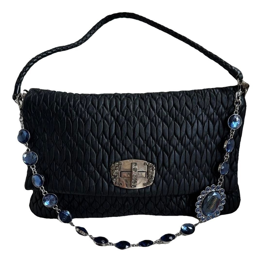 Miu Crystal leather handbag