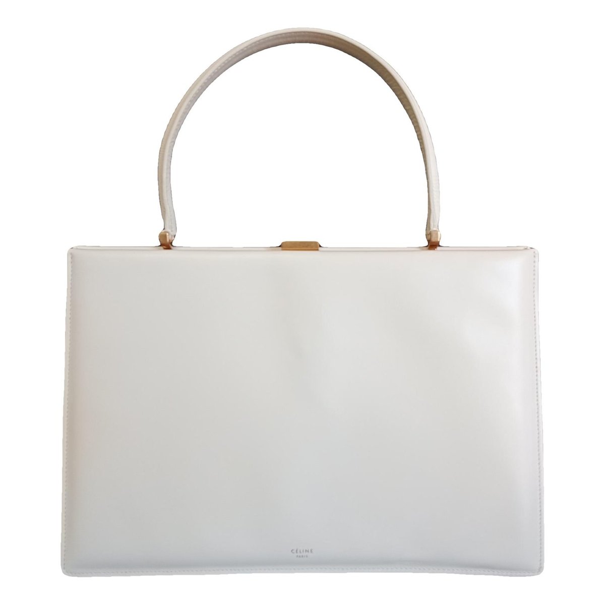 Clasp leather handbag