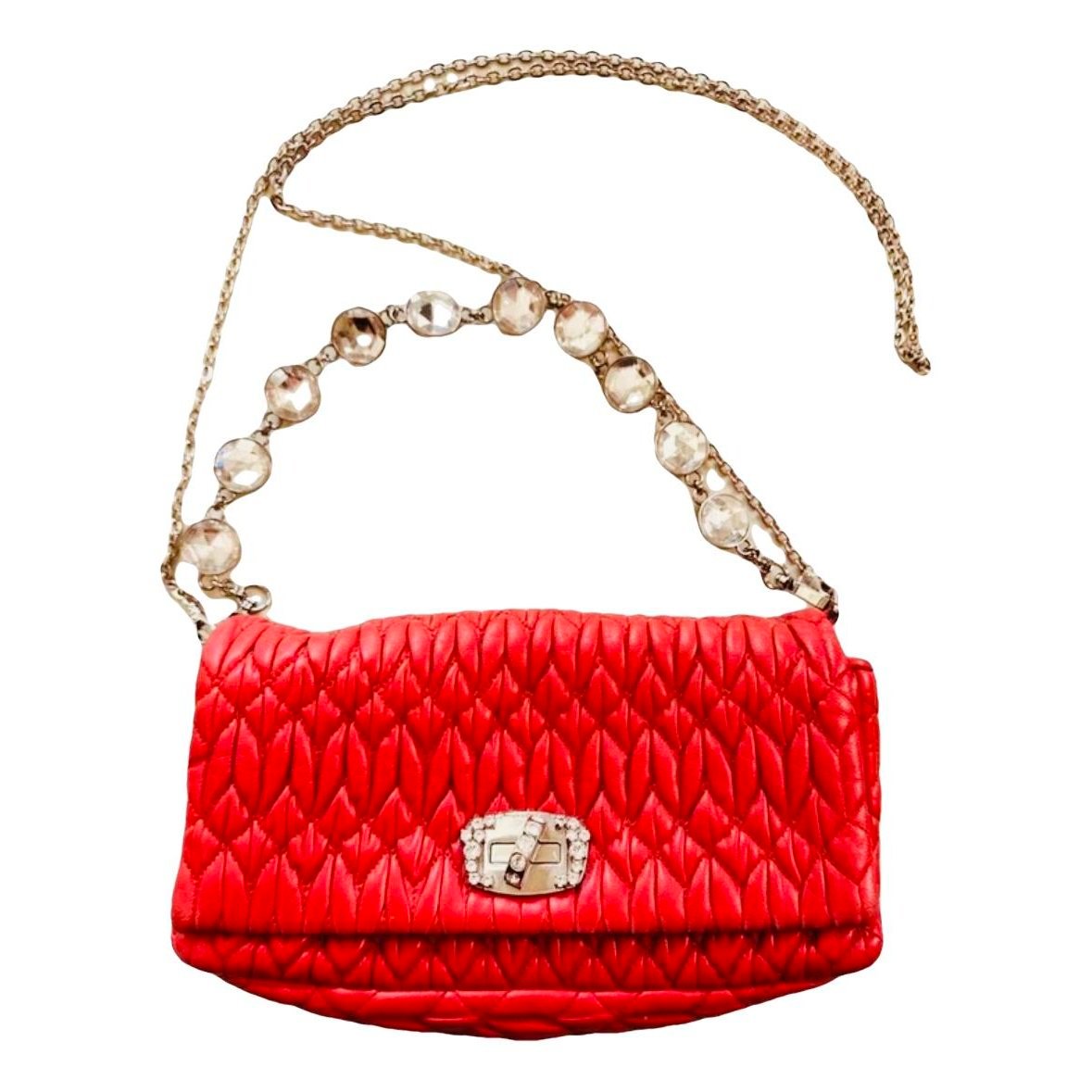 Miu Crystal leather crossbody bag