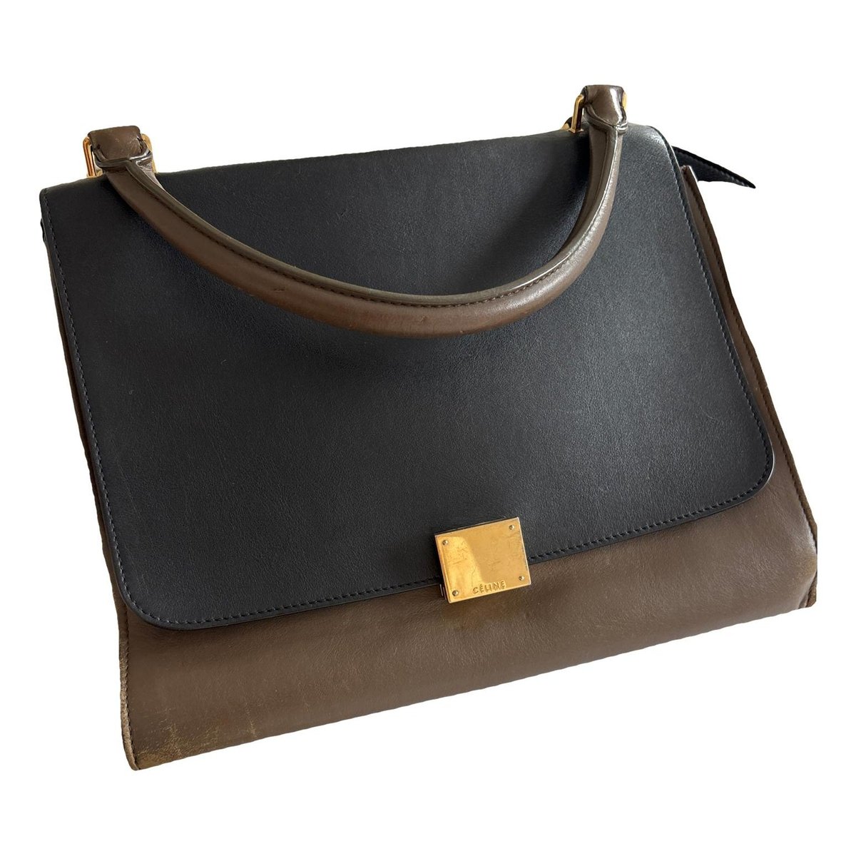 Trapèze leather handbag
