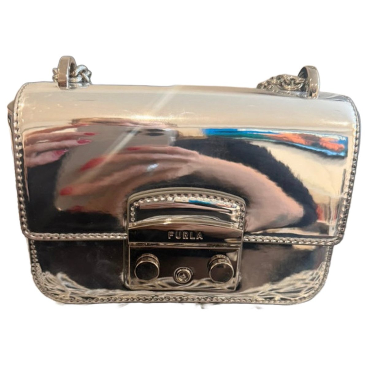 Metropolis vinyl clutch bag