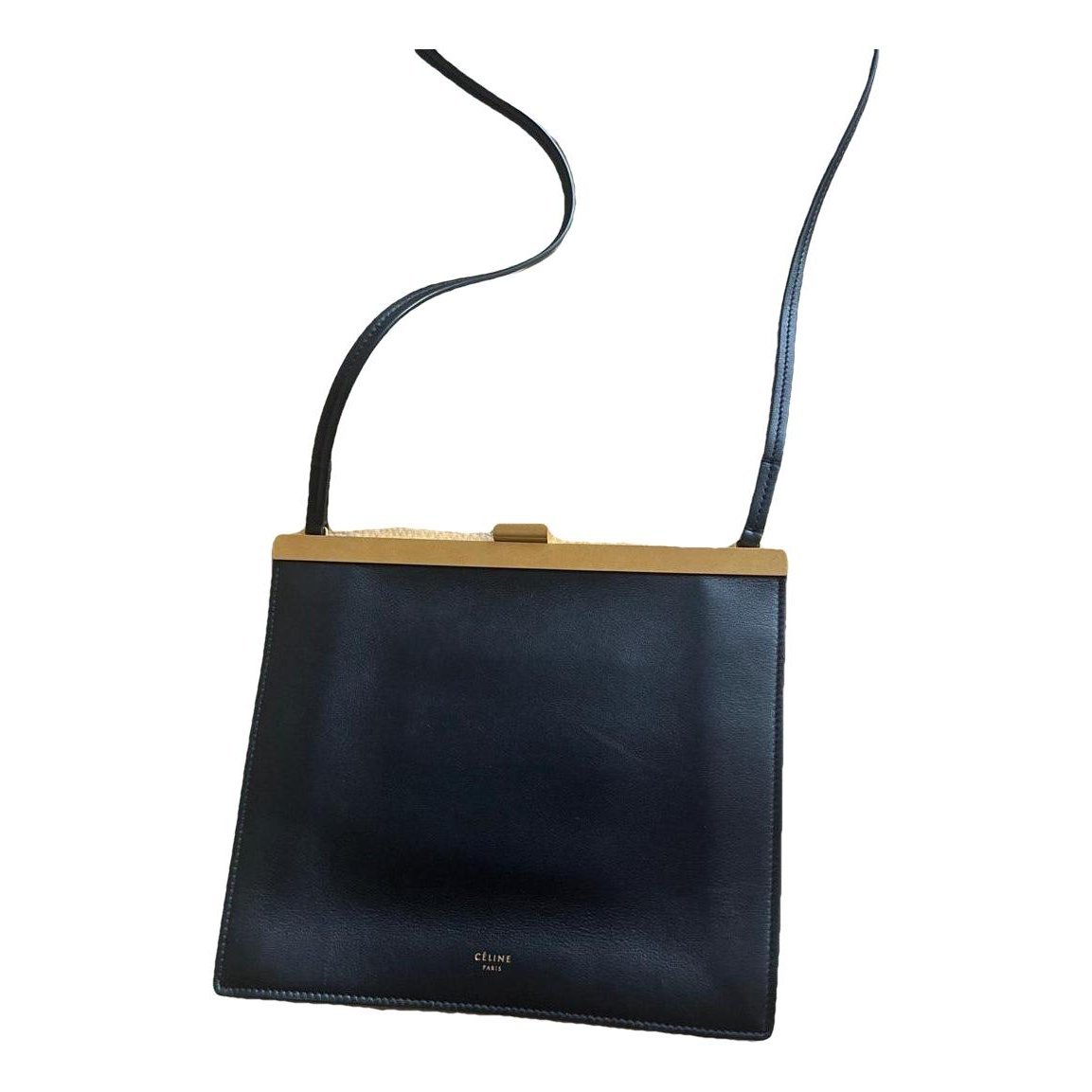 Clasp leather handbag