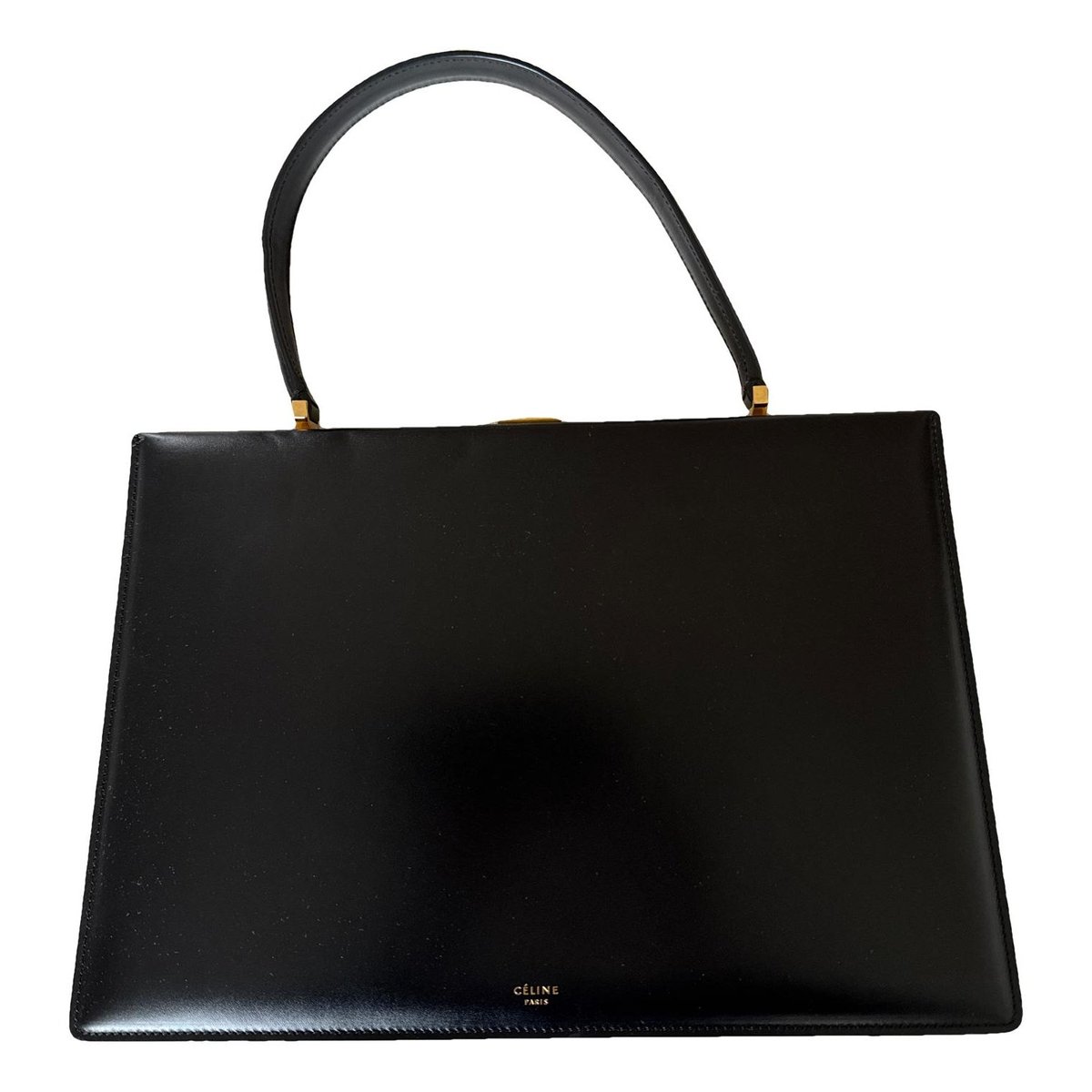 Clasp leather handbag