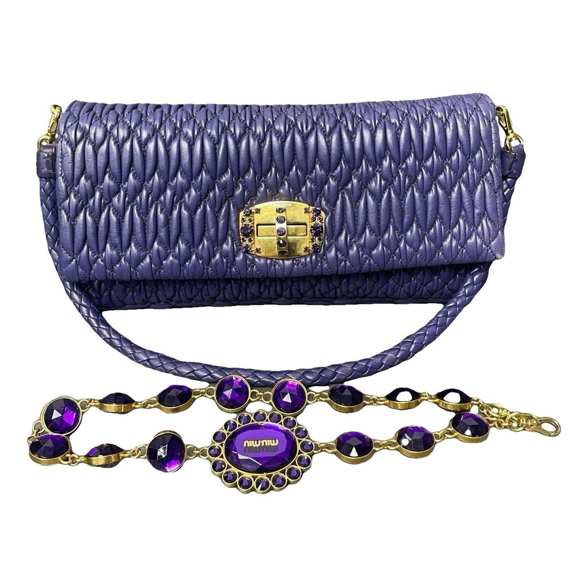 Miu Crystal leather handbag