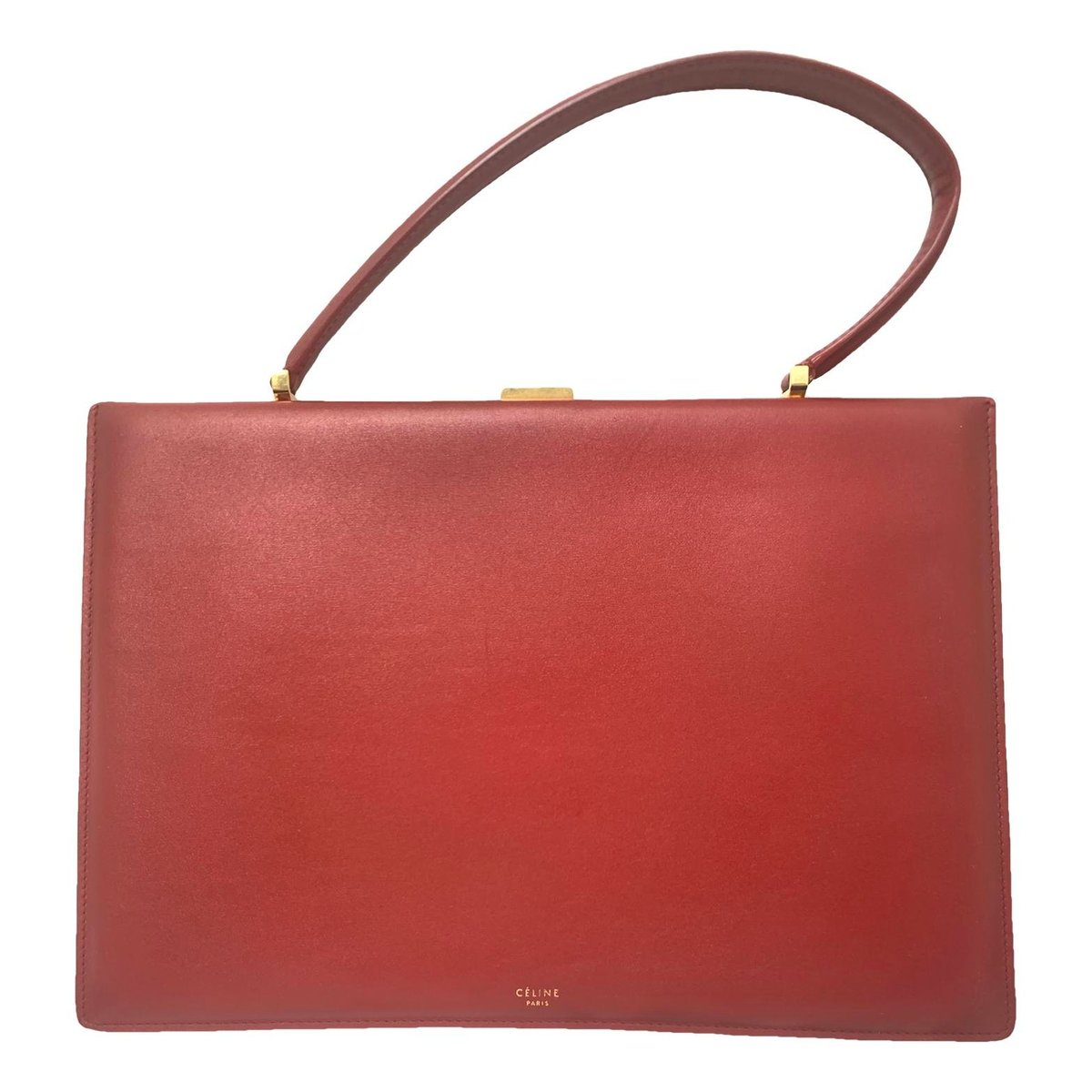 Clasp leather handbag