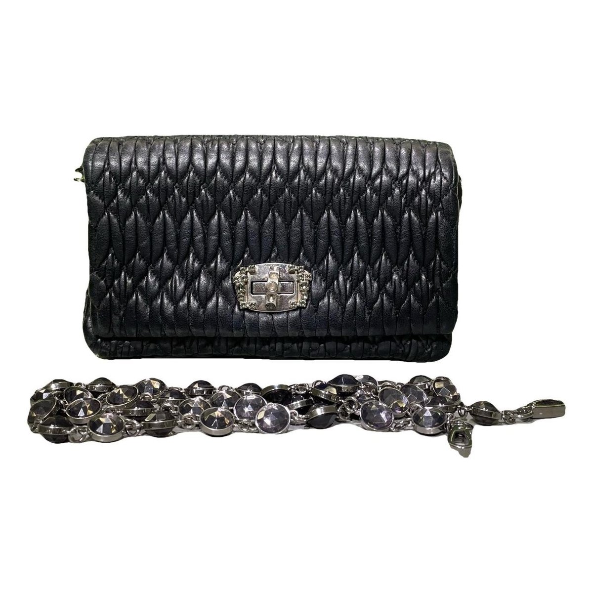 Miu Crystal leather handbag