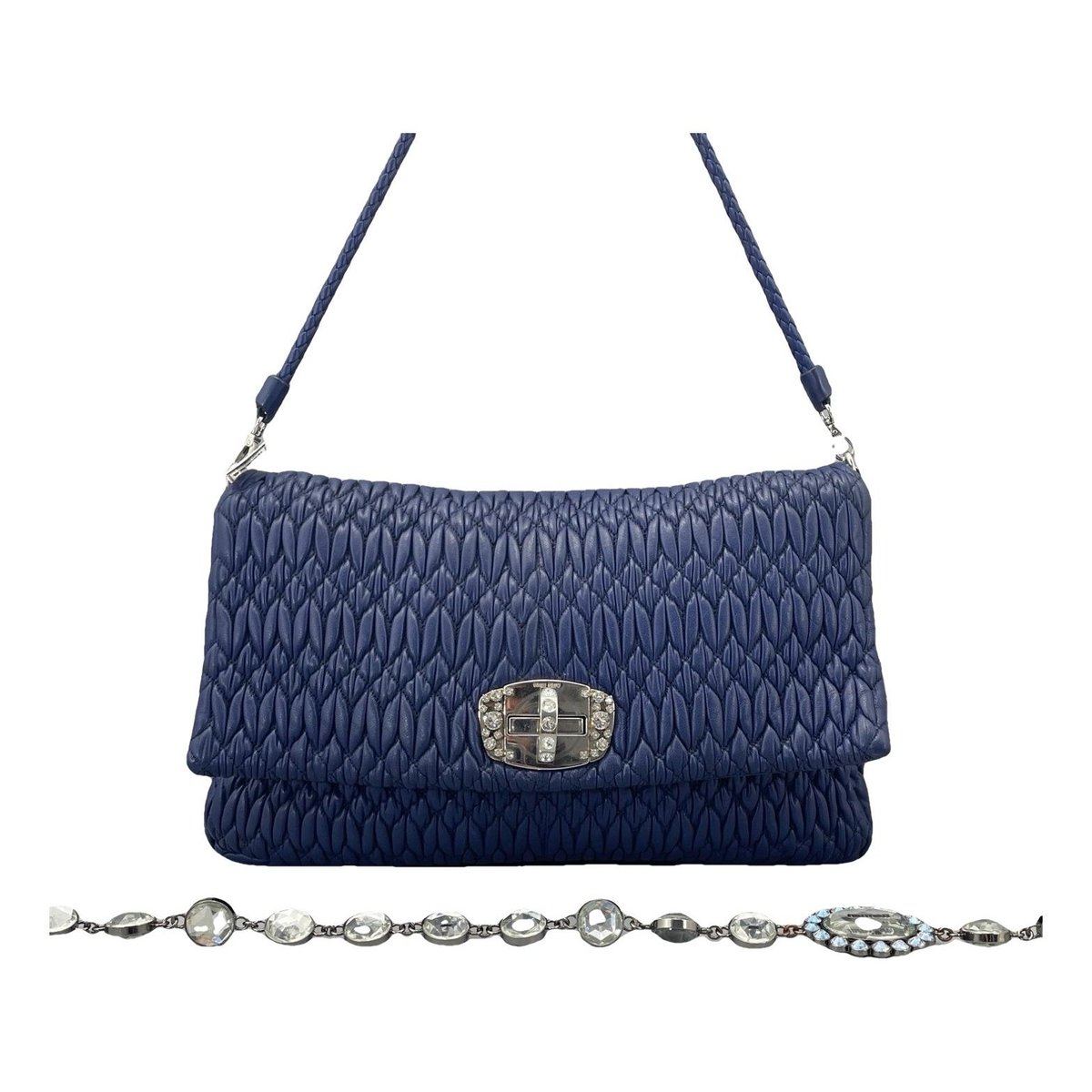 Miu Crystal leather handbag