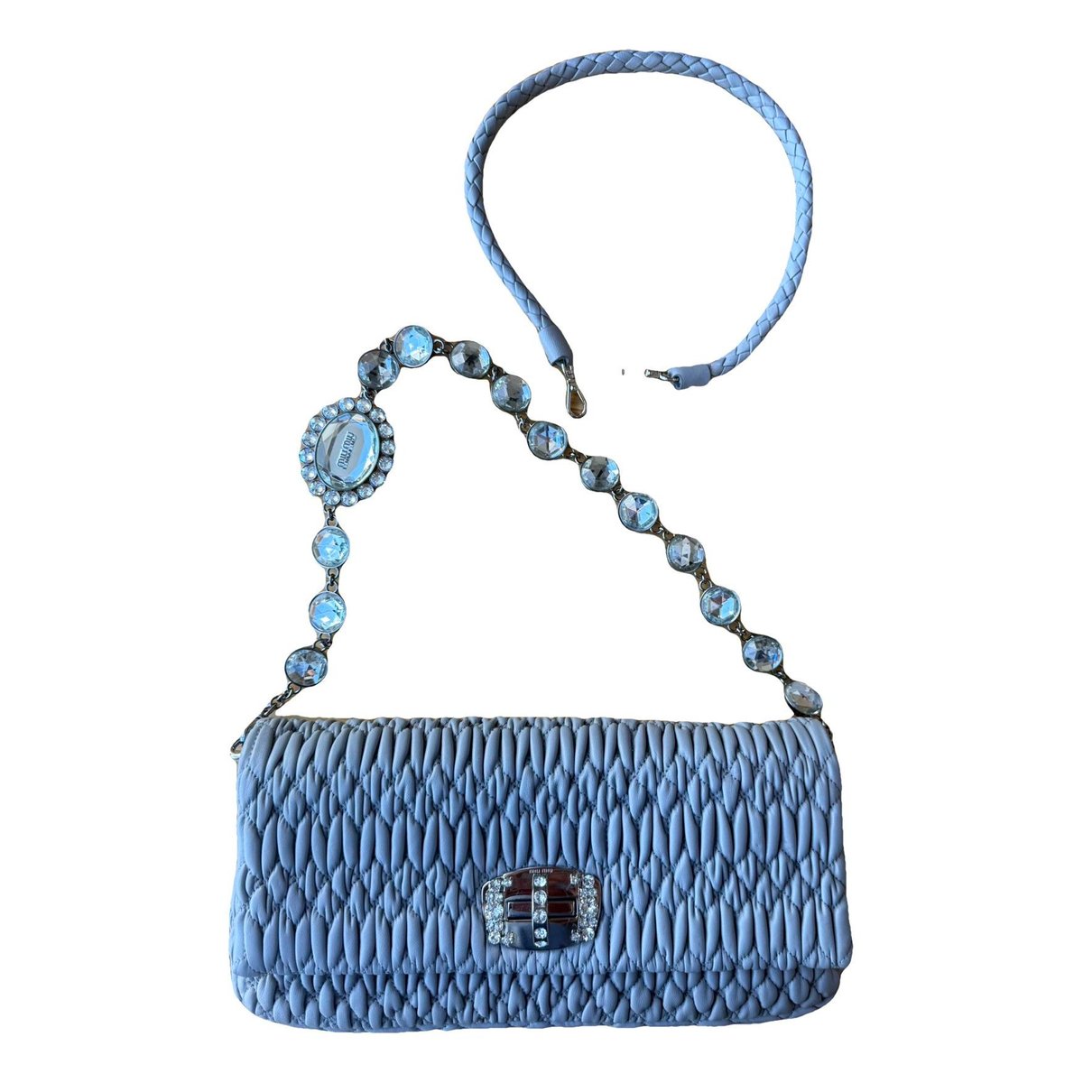 Miu Crystal leather handbag