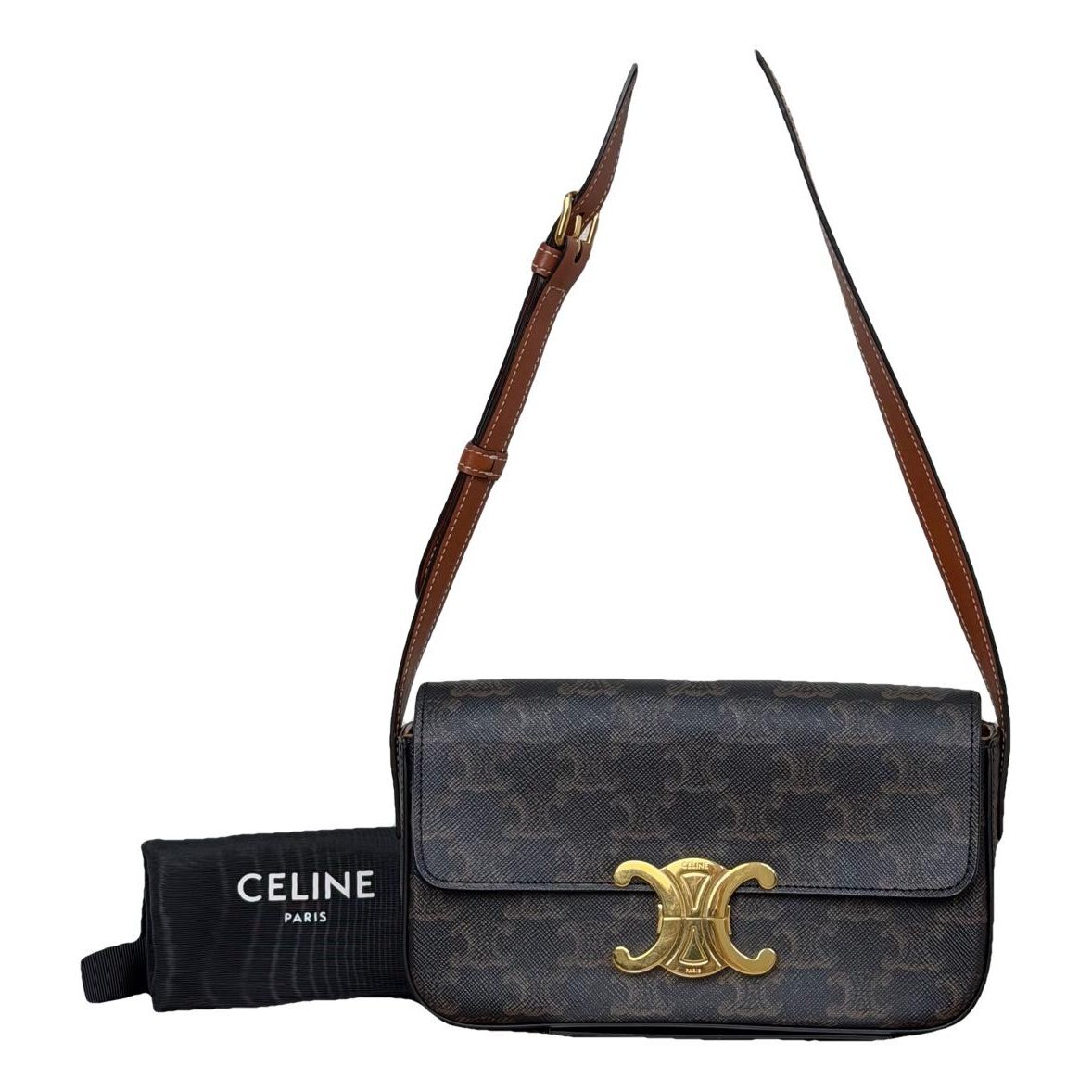 Triomphe chain leather handbag