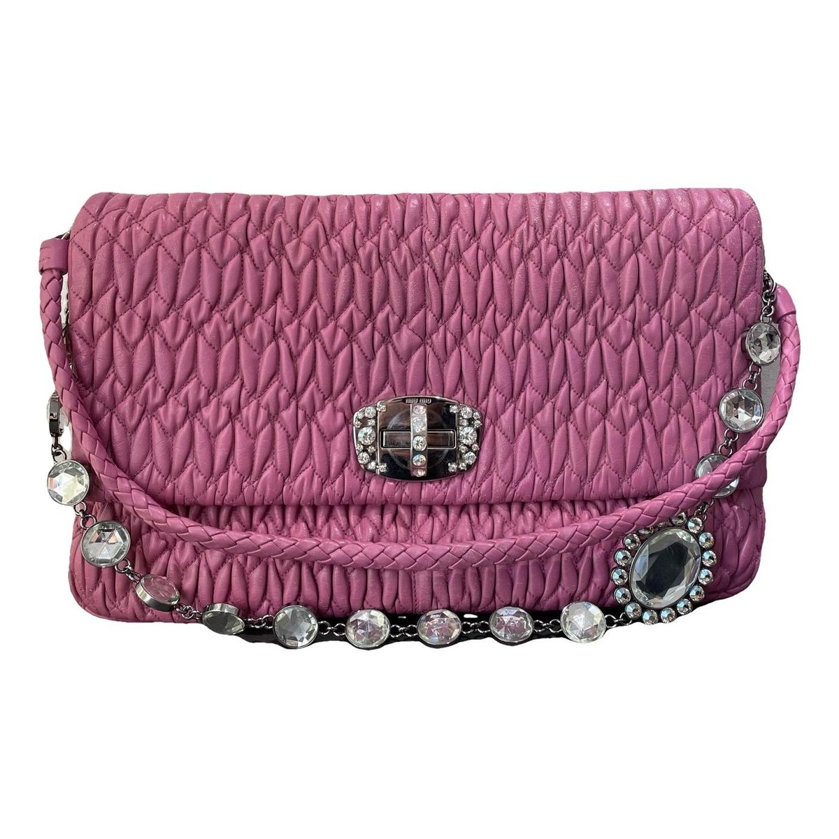Miu Crystal leather handbag