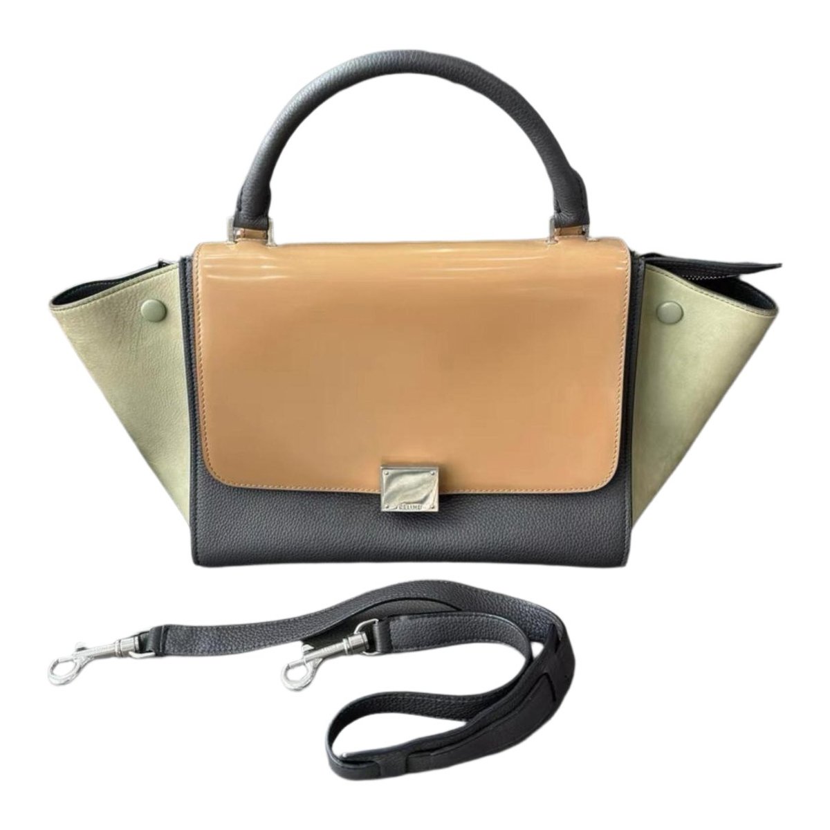 Trapèze leather handbag