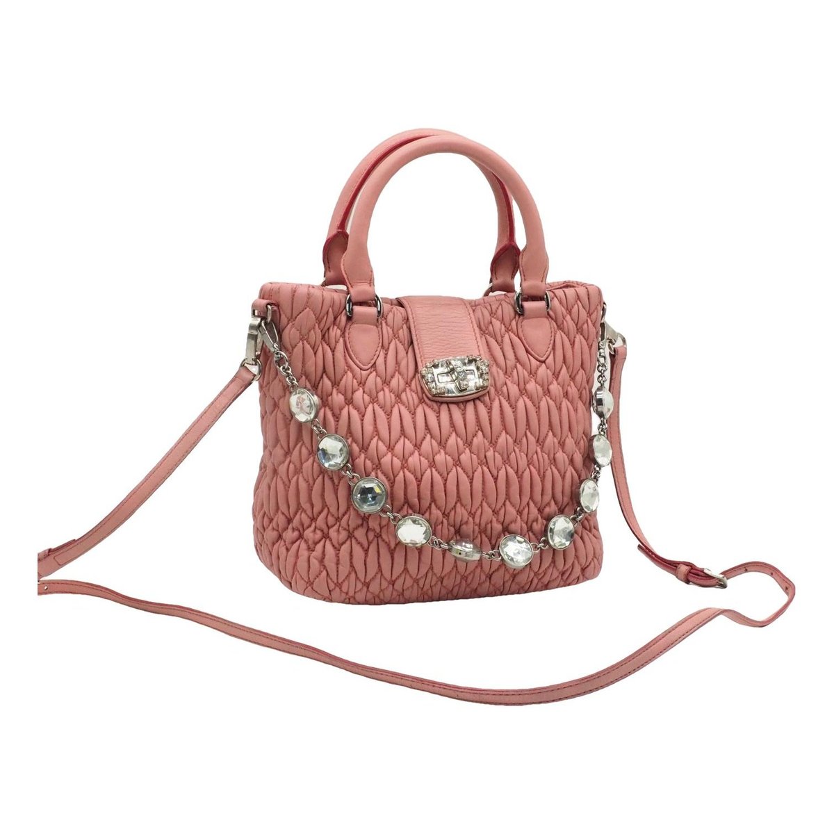 Miu Crystal leather handbag