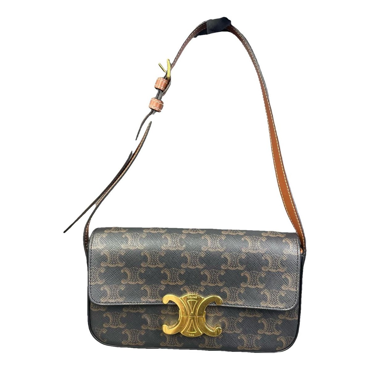 Triomphe chain leather handbag