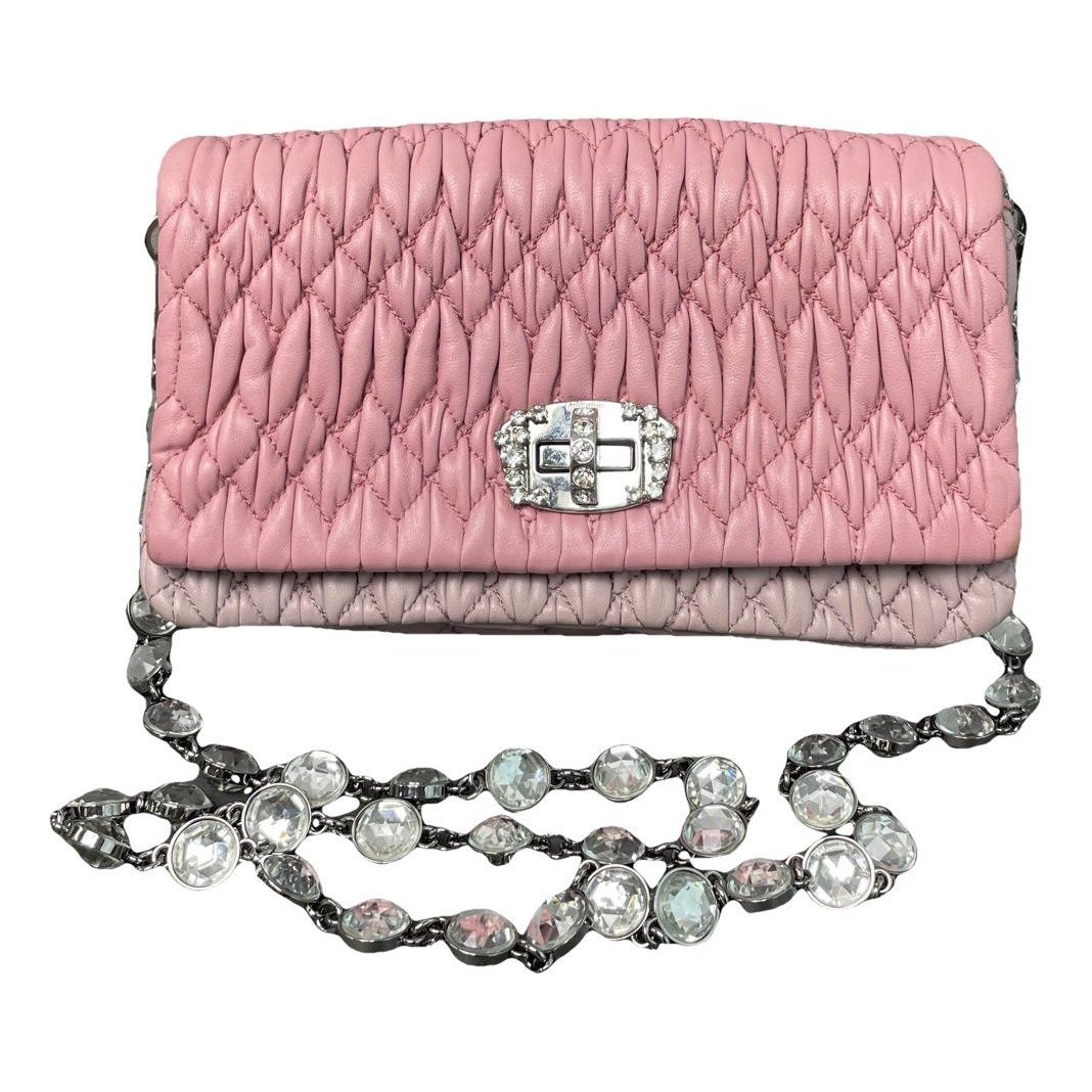Miu Crystal leather handbag