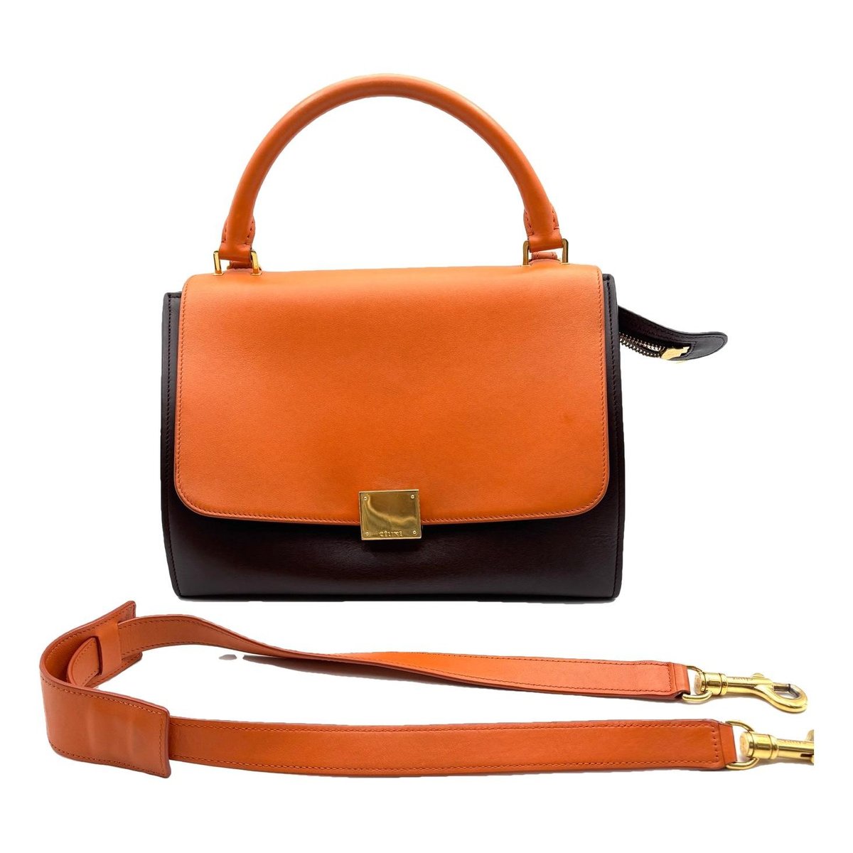 Trapèze leather handbag