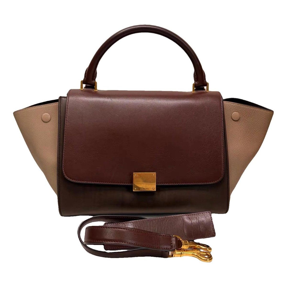 Trapèze leather handbag
