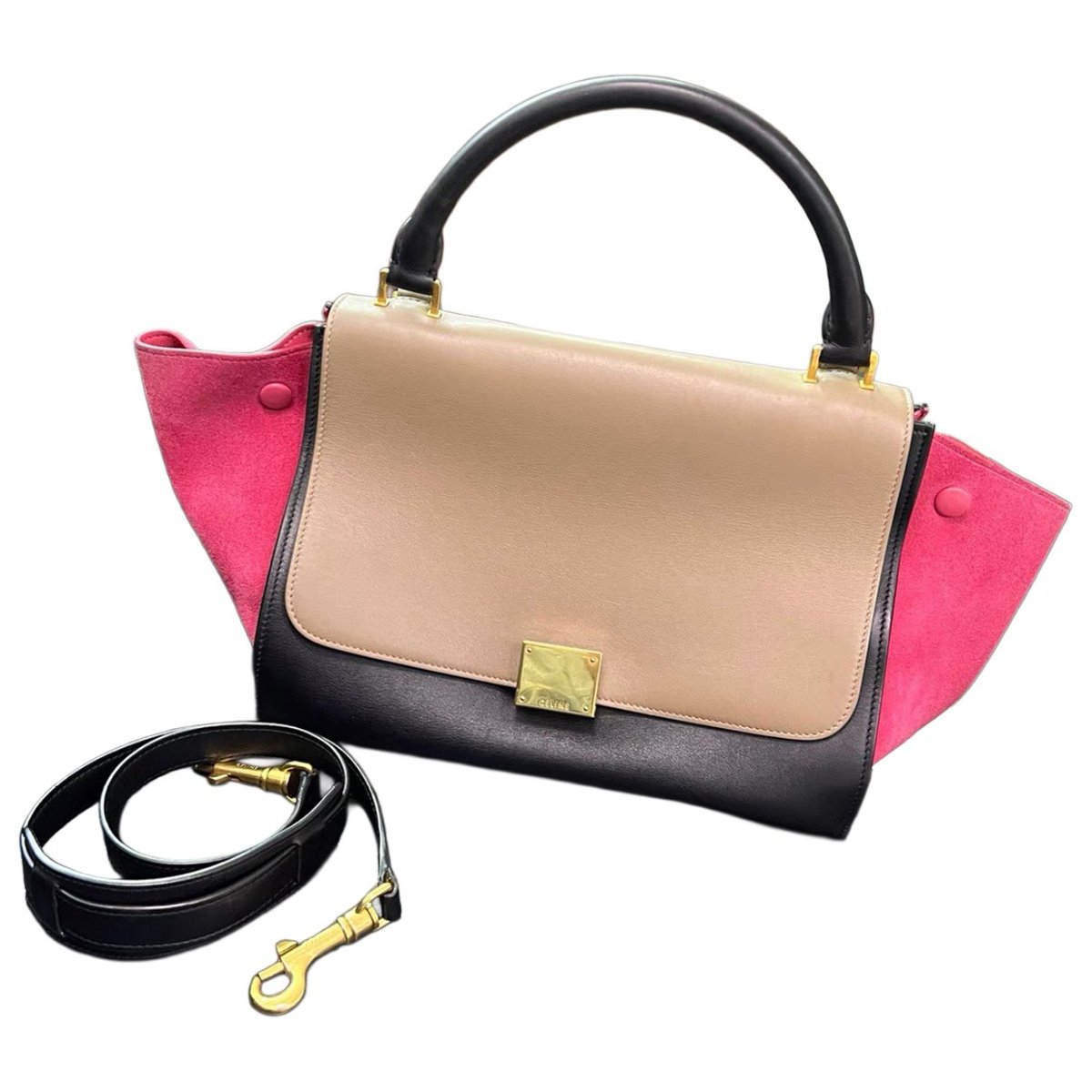 Trapèze leather handbag