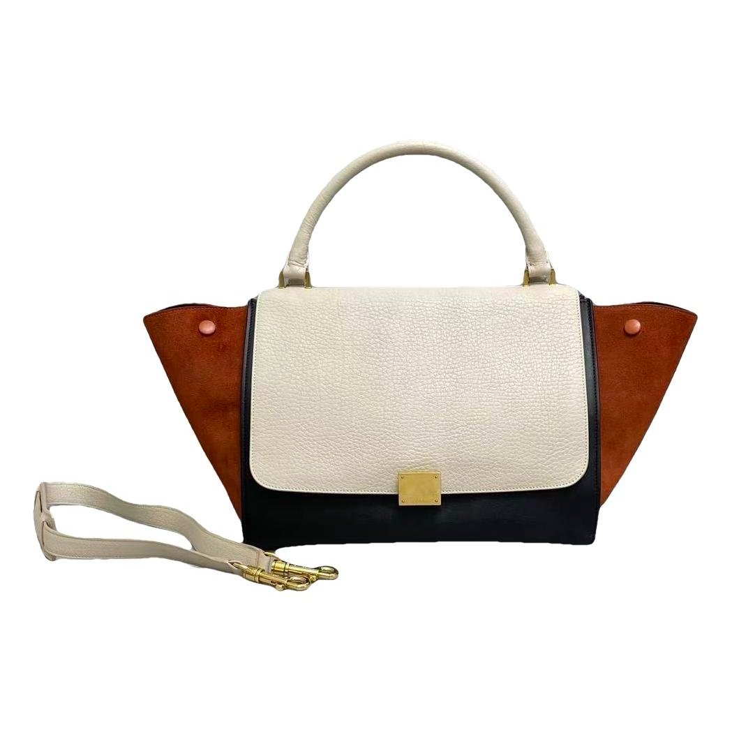 Trapèze leather handbag