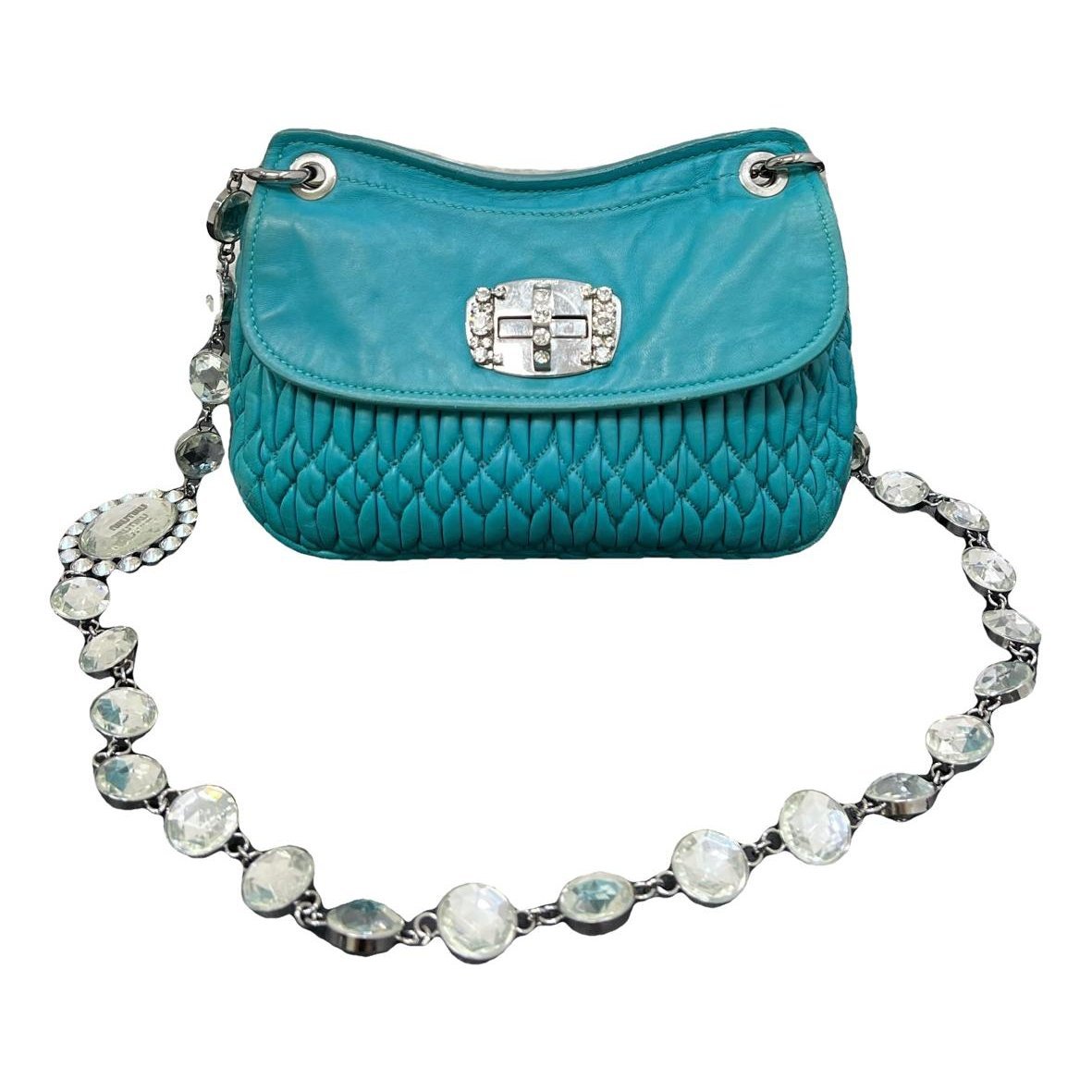 Miu Crystal leather handbag