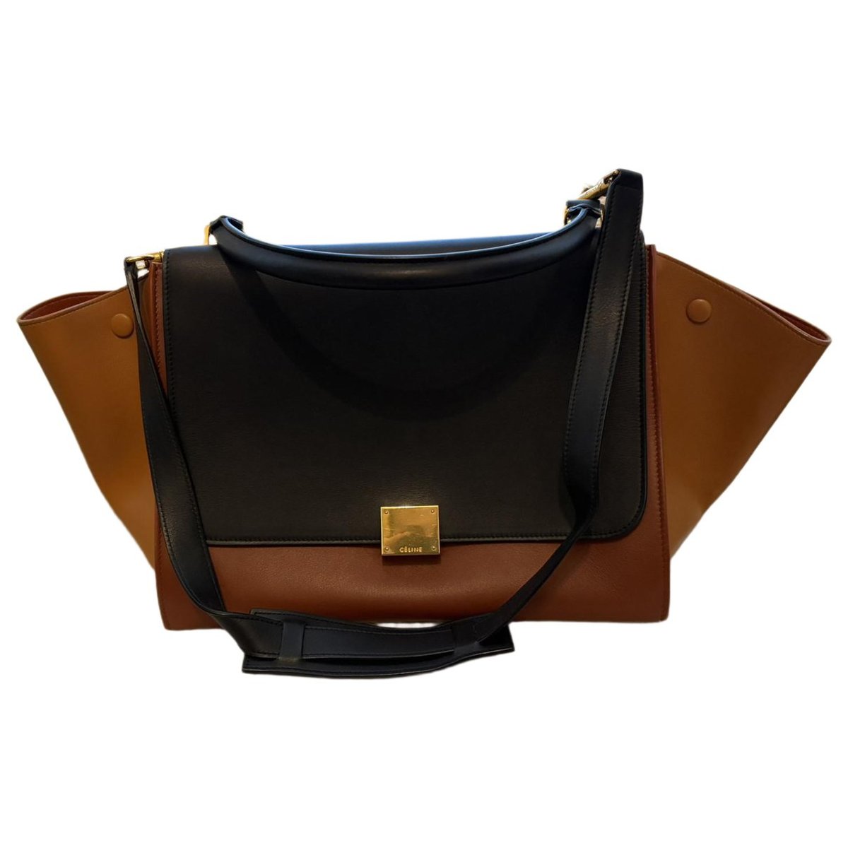 Trapèze leather handbag