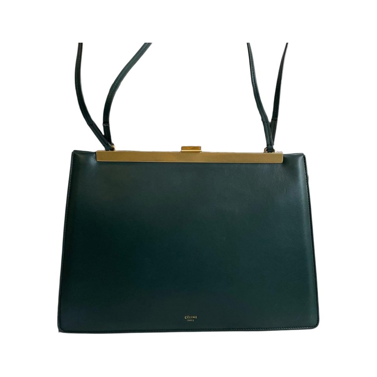 Clasp leather handbag