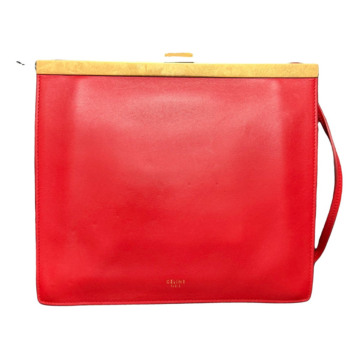 Clasp leather handbag