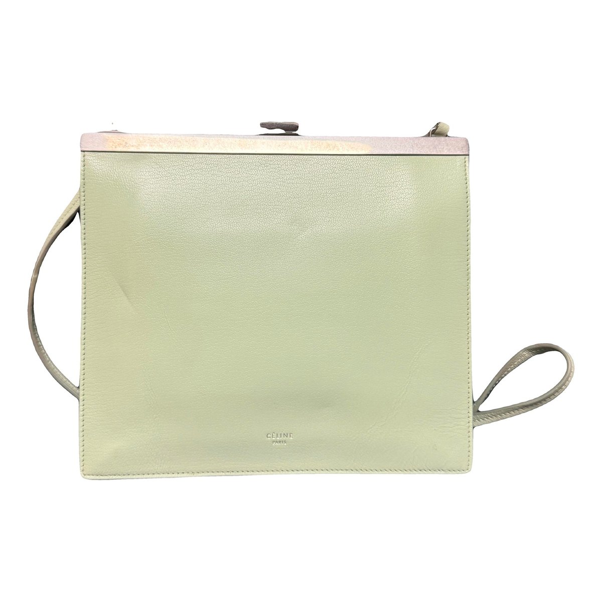 Clasp leather handbag