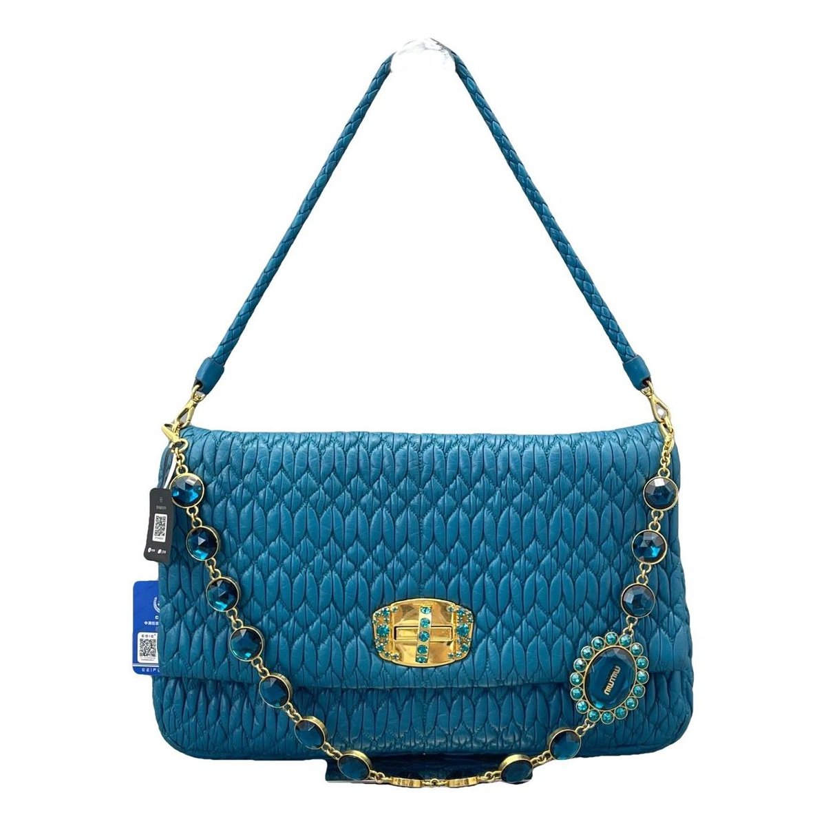 Miu Crystal leather handbag