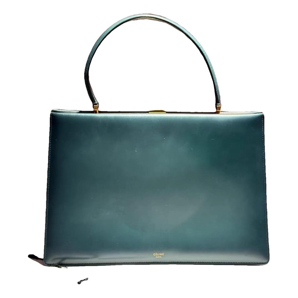 Clasp leather handbag