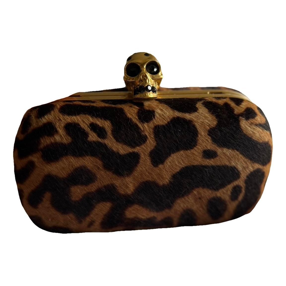 Skull pony-style calfskin clutch bag