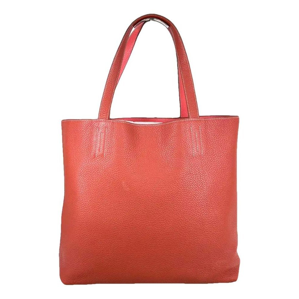 Double sens leather handbag