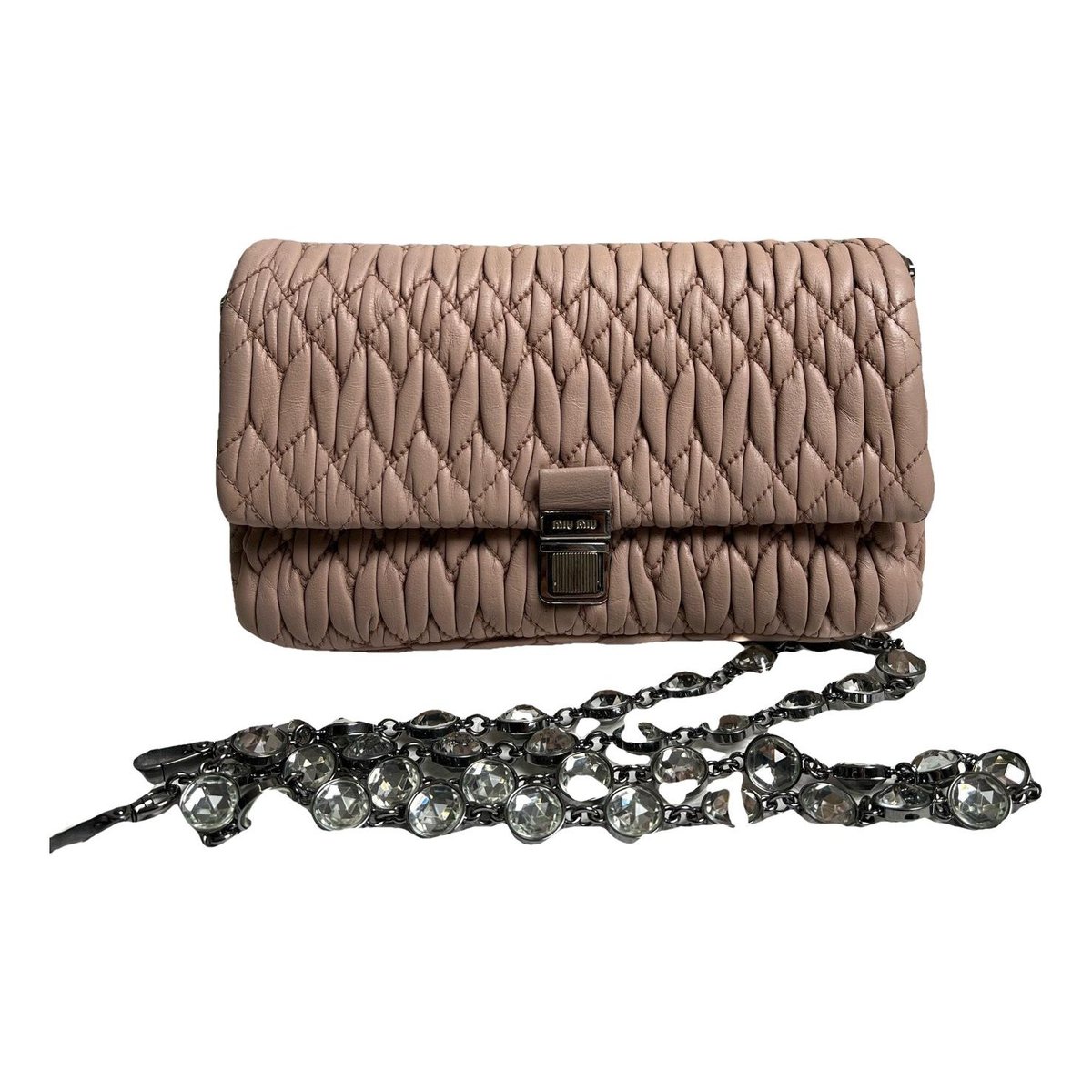 Miu Crystal leather handbag